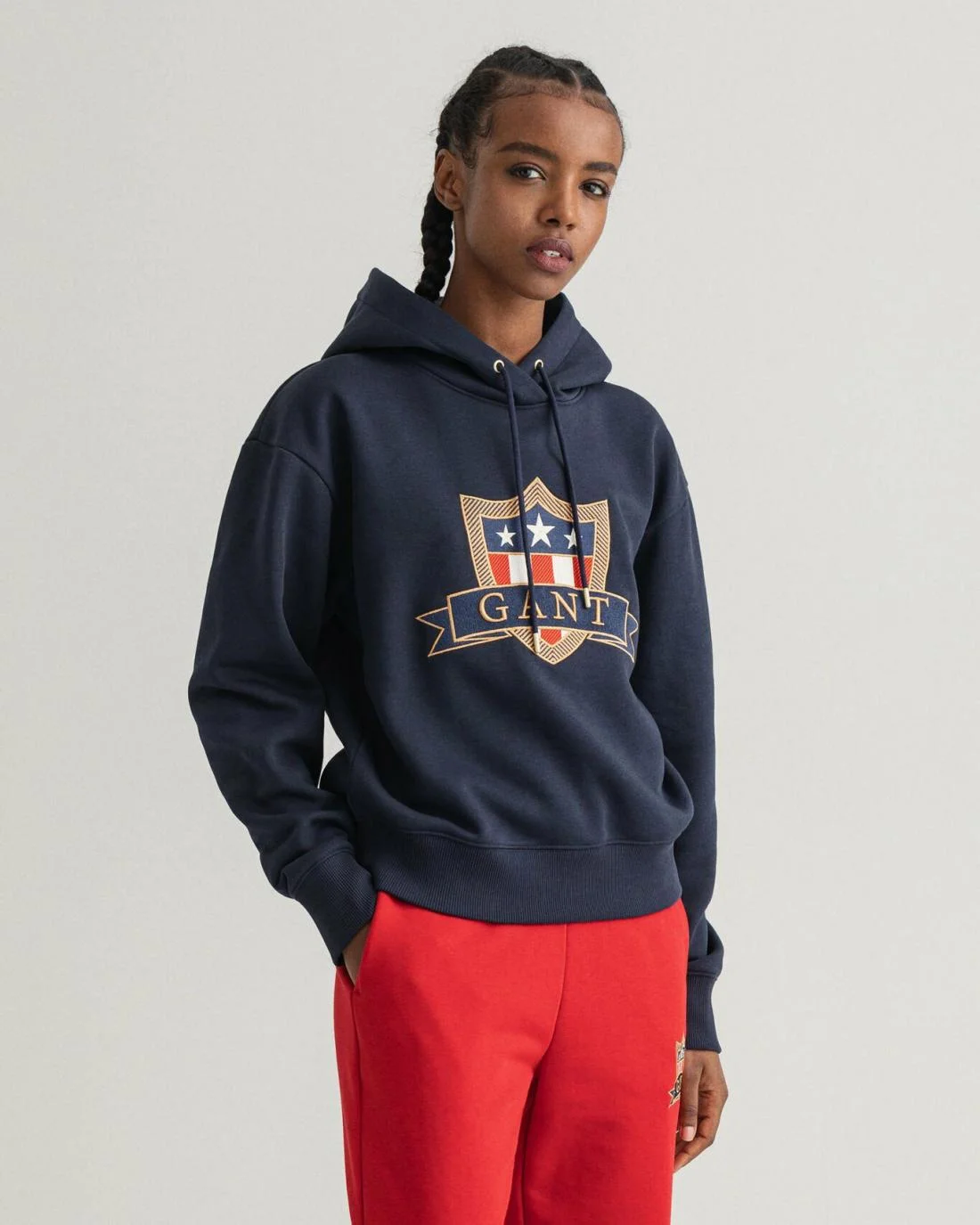 Hoodies And Sweats | Womens GANT Banner Shield Hoodie Evening Blue