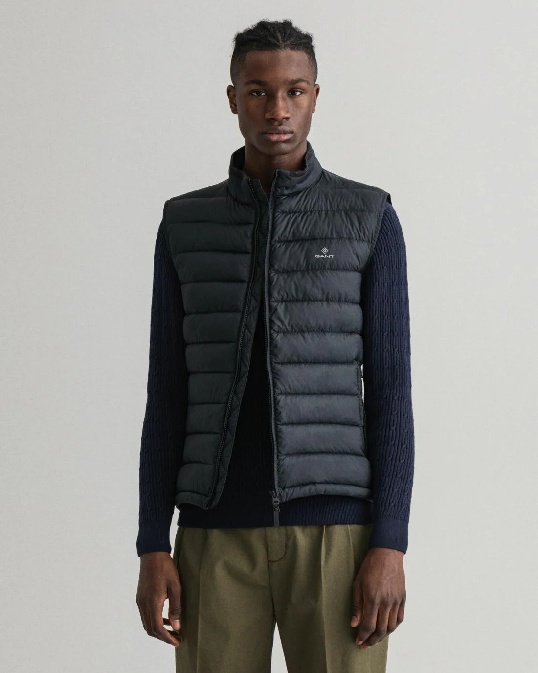 Jackets And Coats | Mens GANT Mixed Media Light Padded Gilet Black