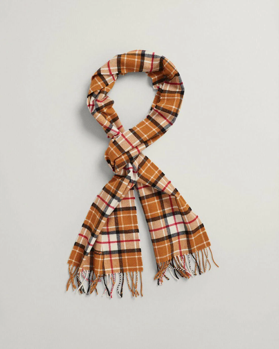 Gloves &amp; Scarves | Mens GANT Checked Wool Twill Scarf Dark Mustard Orange