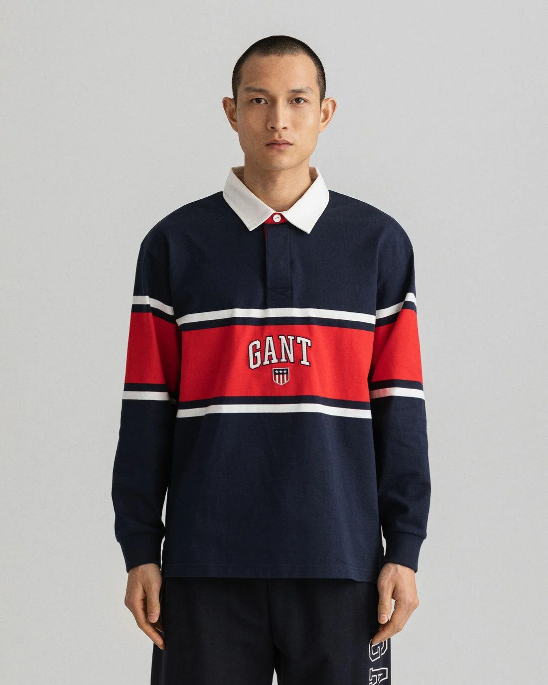 Rugby Shirts | Mens GANT Retro Shield Heavy Rugger Evening Blue