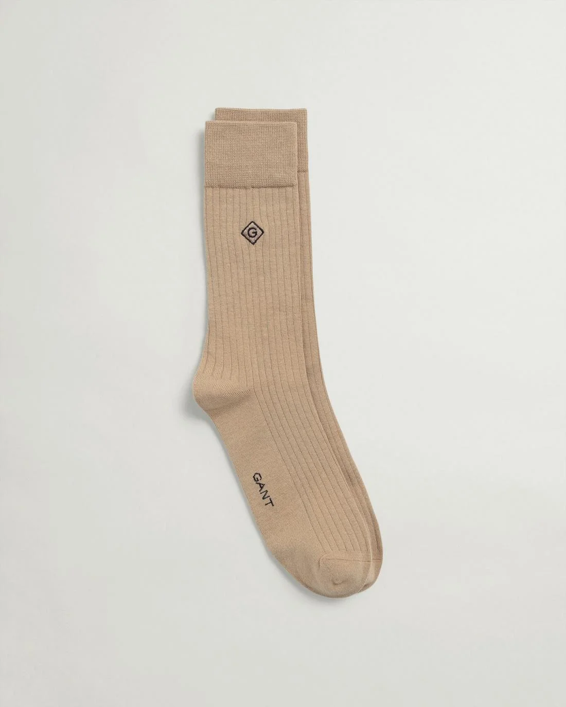 Socks | Mens GANT Ribbed Logo Embroidery Socks Dark Khaki