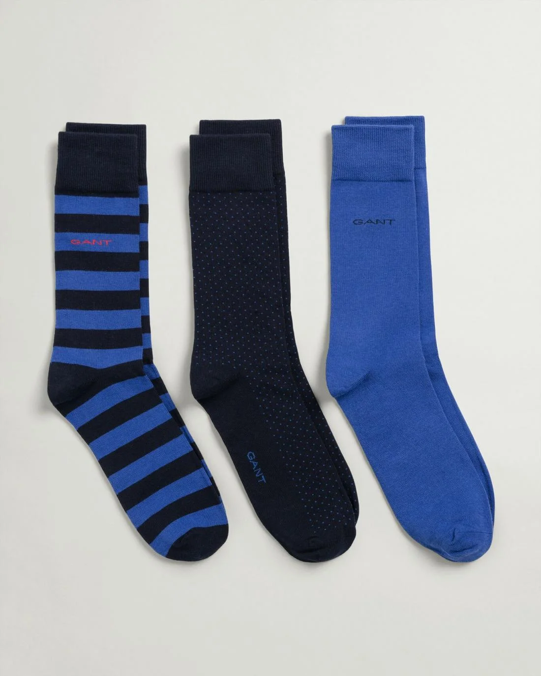 Socks | Mens GANT 3-Pack Stripe &amp; Mini Dot Socks College Blue