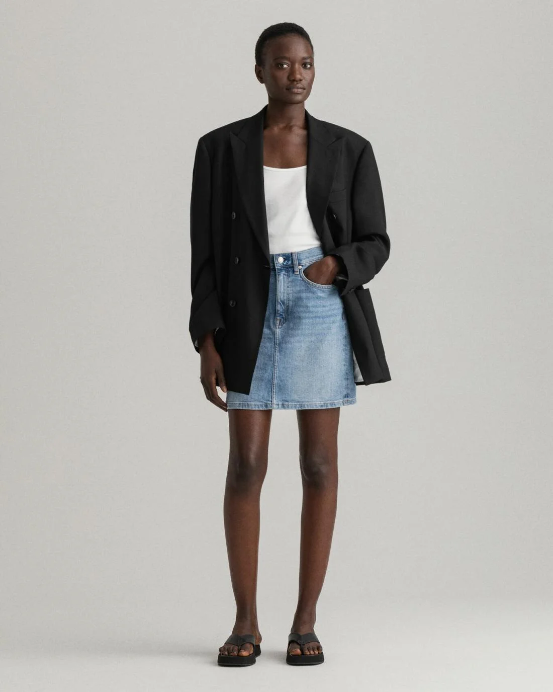 Shorts And Skirts | Womens GANT Short Denim Skirt Semi Light Blue Broken In