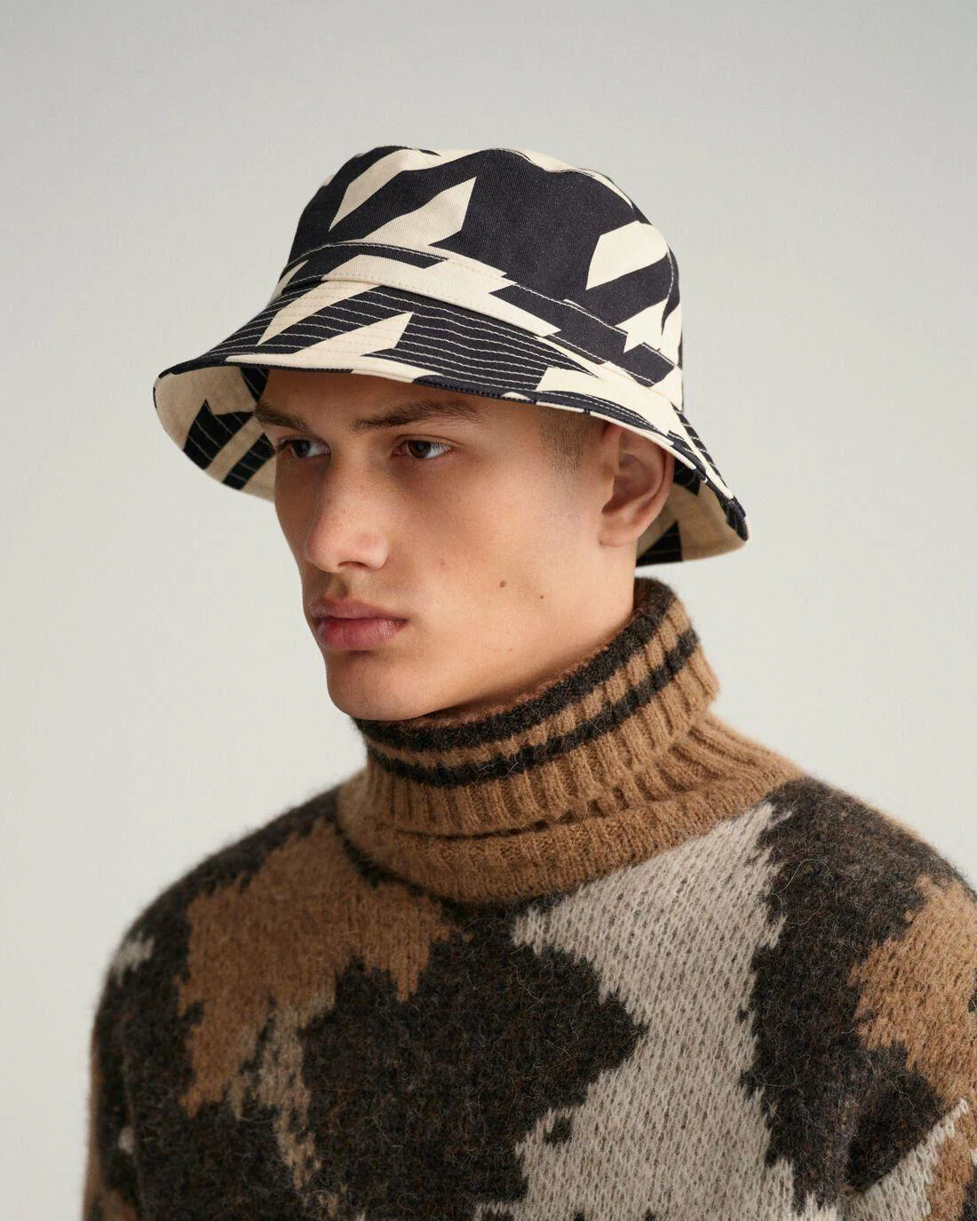 Caps And Hats | Mens GANT Houndstooth Bucket Hat Ebony Black