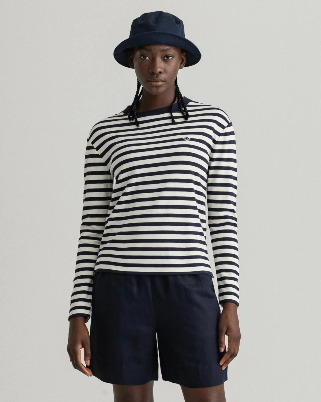 Polos And T-Shirts | Womens GANT Icon G Striped T-Shirt Evening Blue