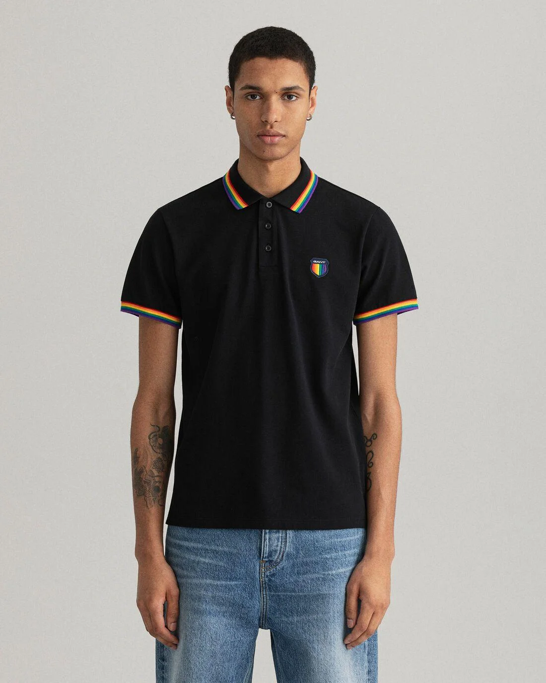 Polo Shirts | Mens GANT Pride Piqué Polo Shirt Black