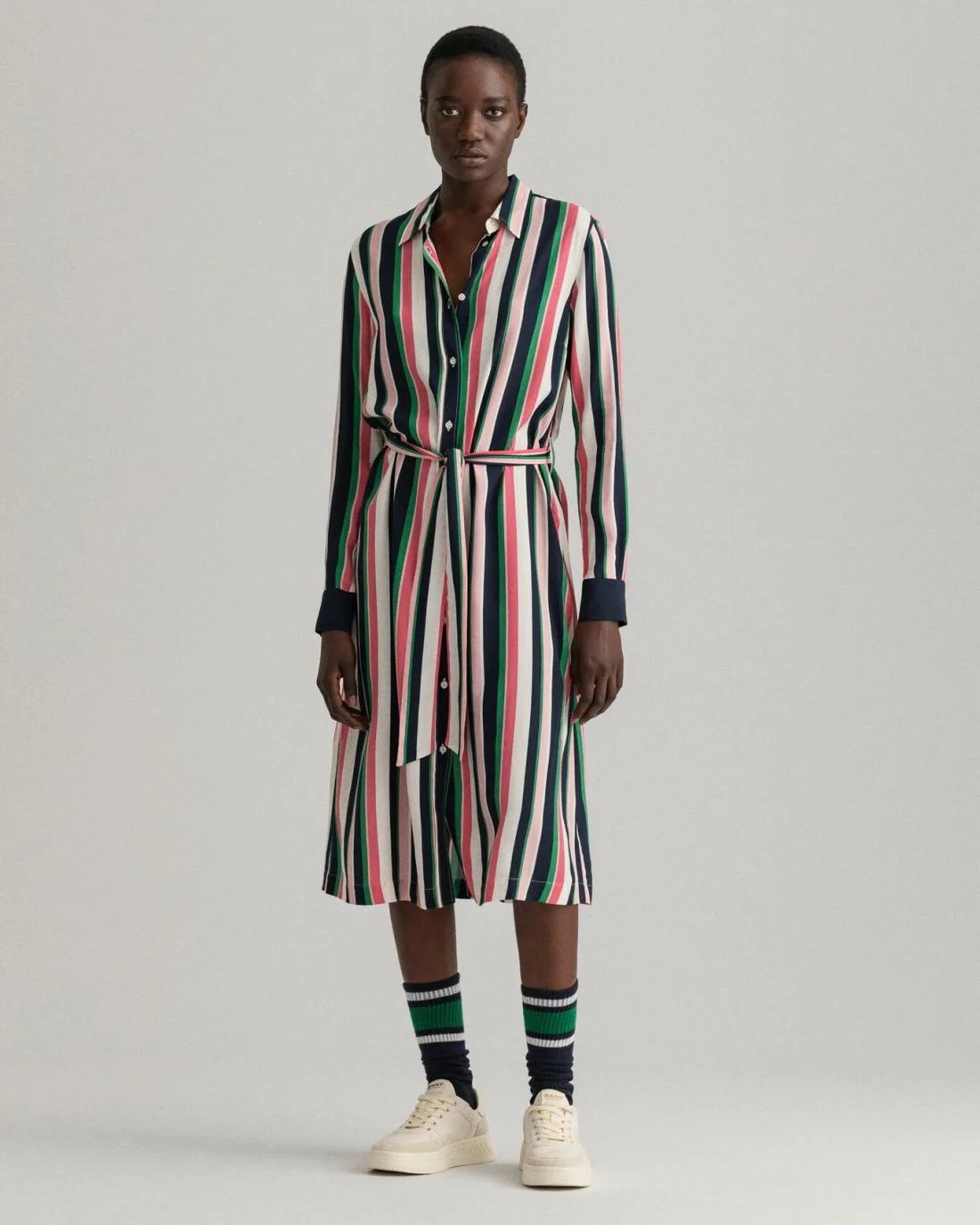 Dresses | Womens GANT Multi Stripe A-Line Shirt Dress Lavish Green