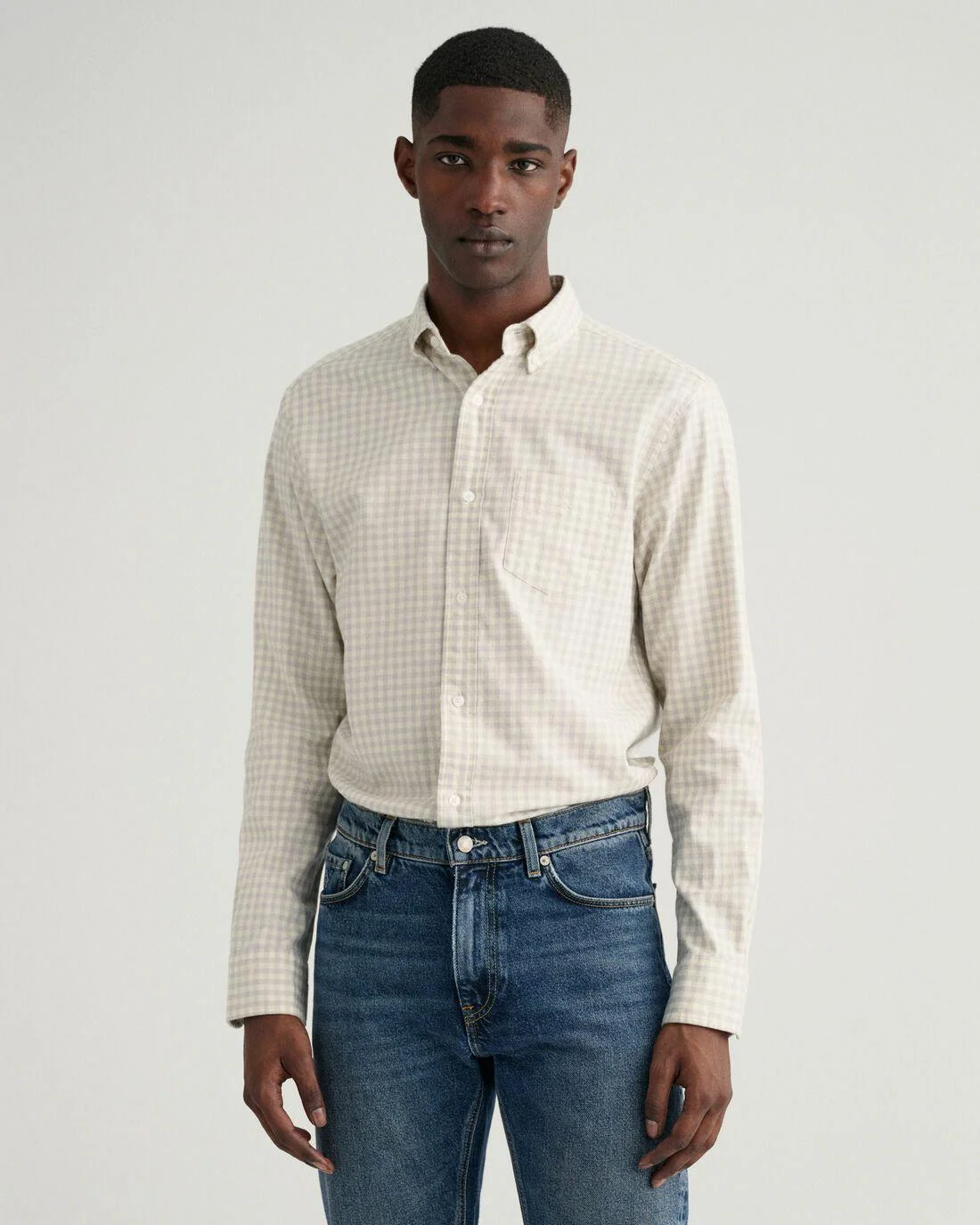 Shirts | Mens GANT Regular Fit Jaspe Gingham Shirt Cream