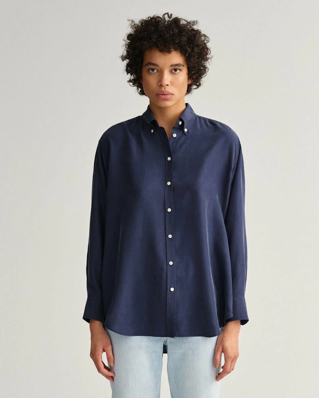 Shirts And Blouses | Womens GANT Relaxed Silk Shirt Classic Blue