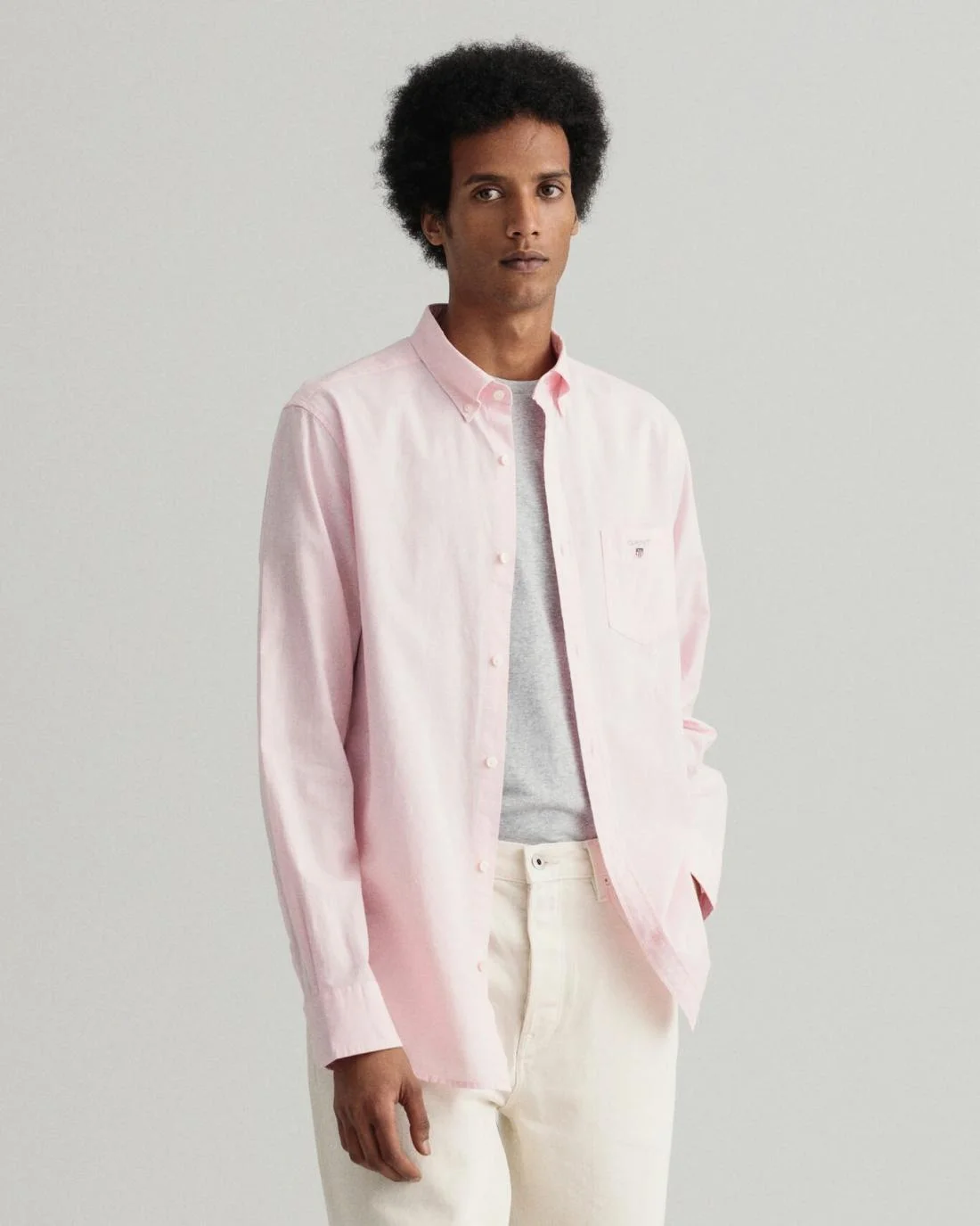 Shirts | Mens GANT Regular Fit Cotton Linen Shirt Peony Pink