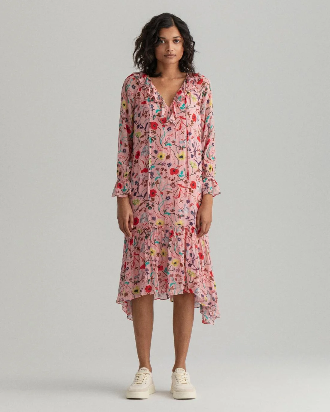 Dresses | Womens GANT Wild Floral Print Flounce Dress Preppy Pink