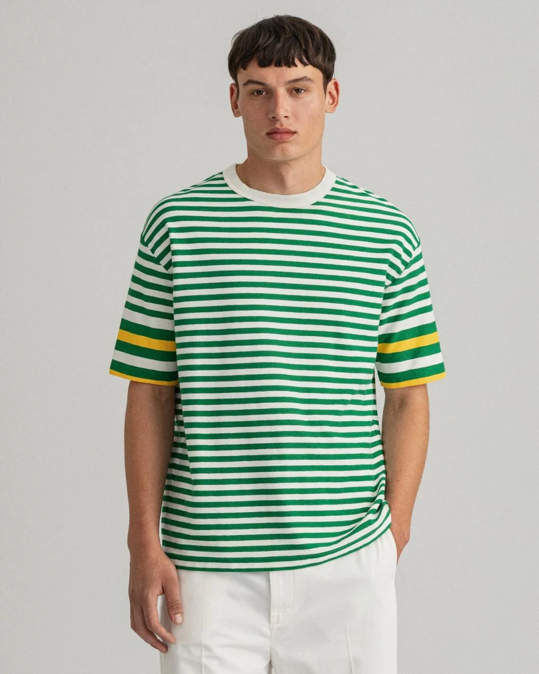 T-Shirts | Mens GANT Rough Weather Striped T-Shirt Lavish Green