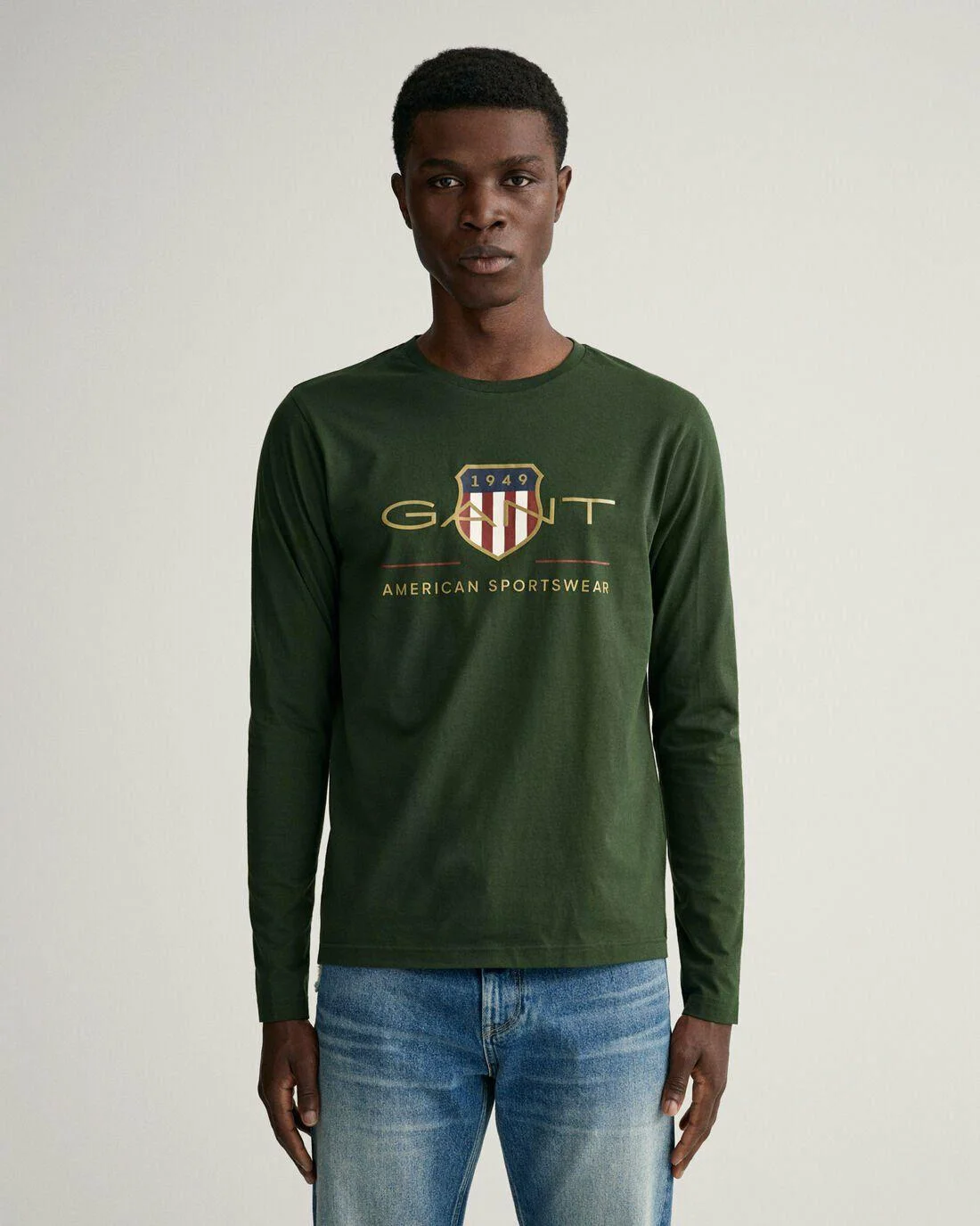 T-Shirts | Mens GANT Archive Shield Long Sleeve T-Shirt Storm Green