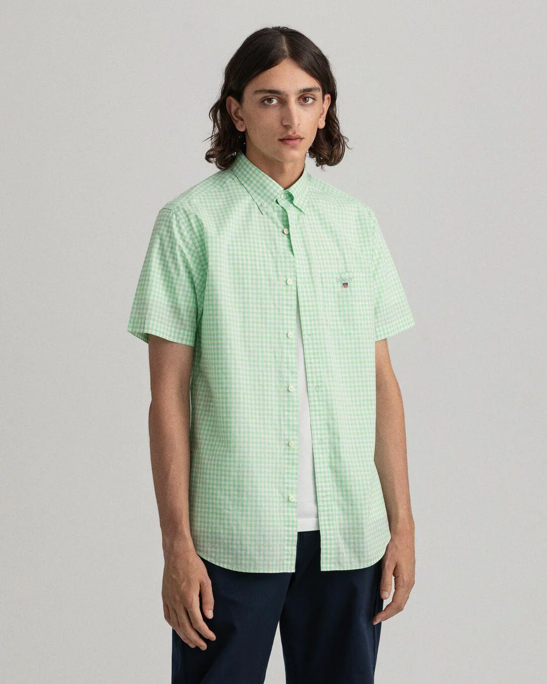 Shirts | Mens GANT Regular Fit Broadcloth Gingham Short Sleeve Shirt Absinthe Green