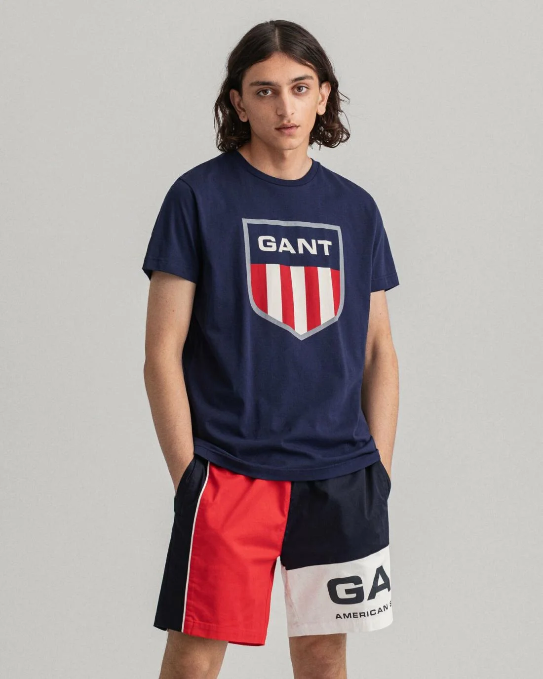 T-Shirts | Mens GANT Retro Shield T-Shirt Evening Blue