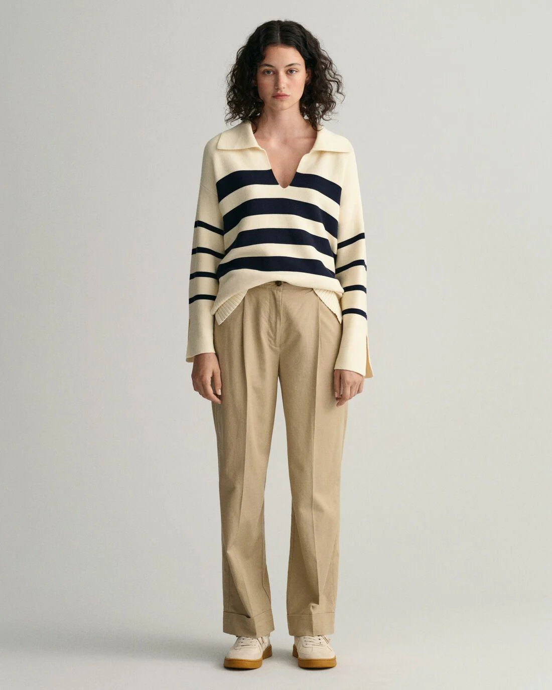 Trousers | Womens GANT Relaxed Fit Turn-Up Chinos Dark Khaki