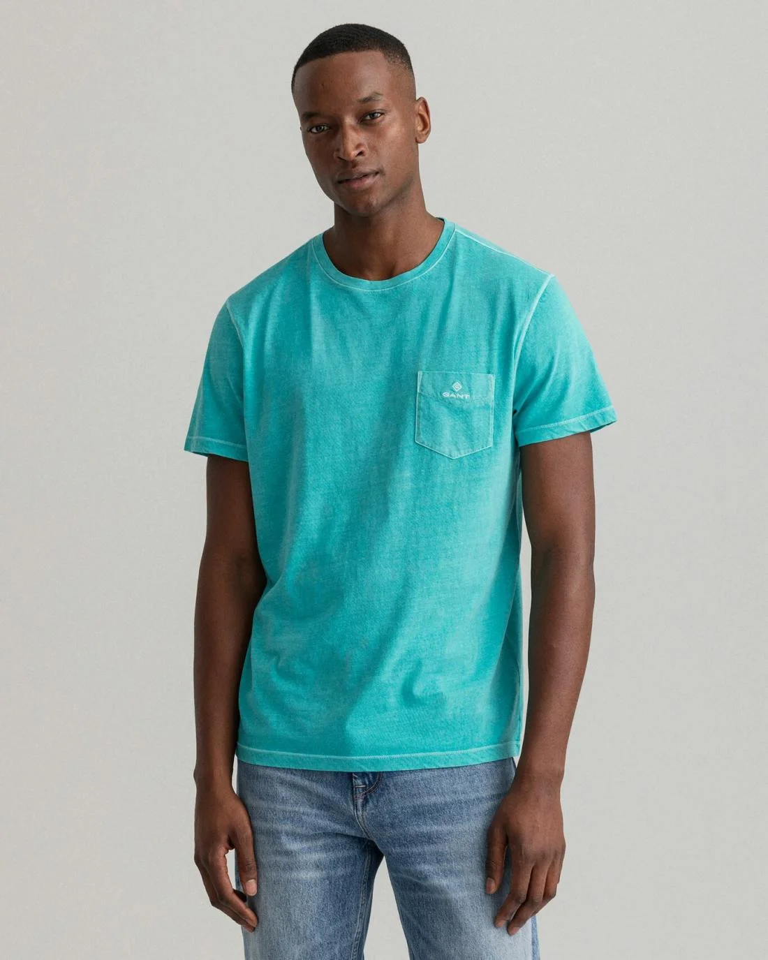 T-Shirts | Mens GANT Sunfaded T-Shirt Aqua Green