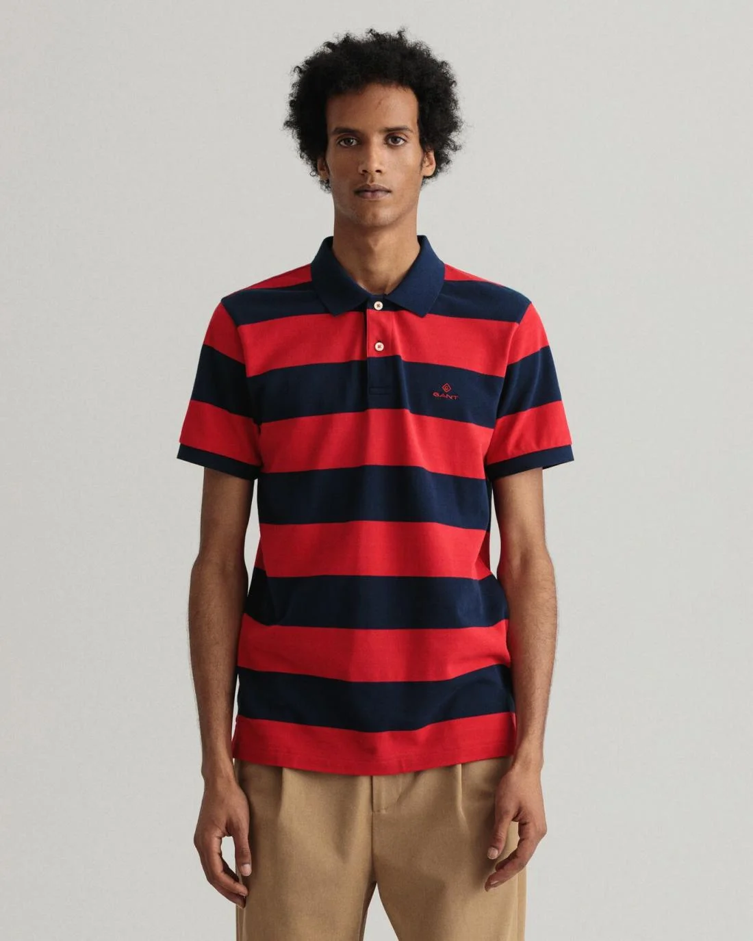 Polo Shirts | Mens GANT Barstripe Piqué Polo Shirt Bright Red