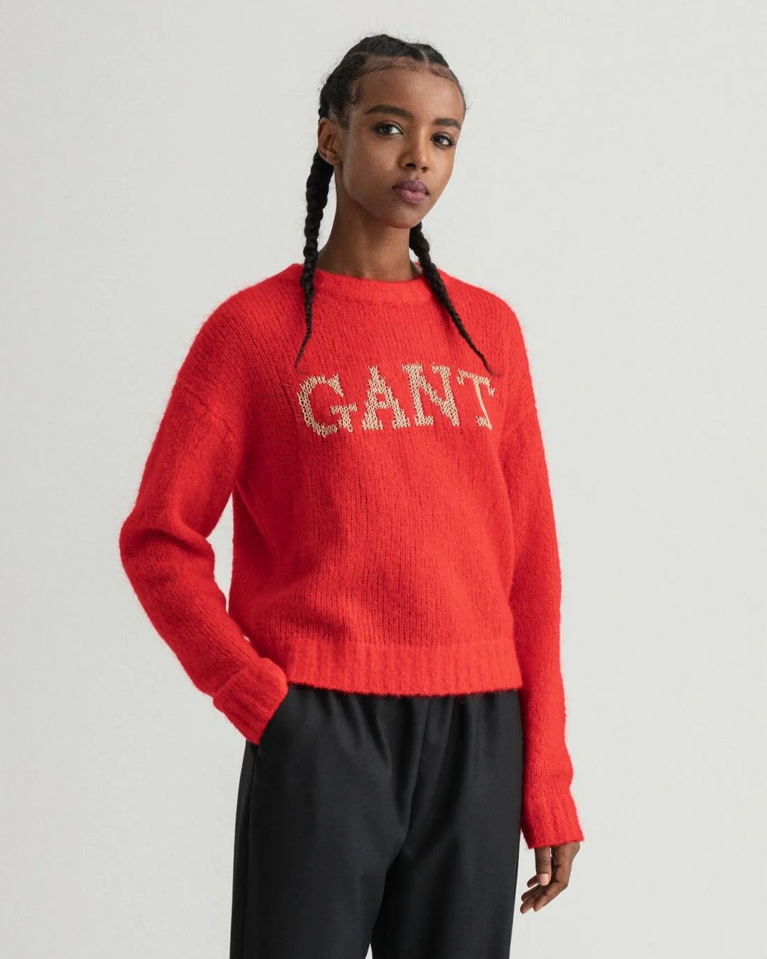 Knitwear | Womens GANT Logo Mohair Crew Neck Sweater Equestrian Red