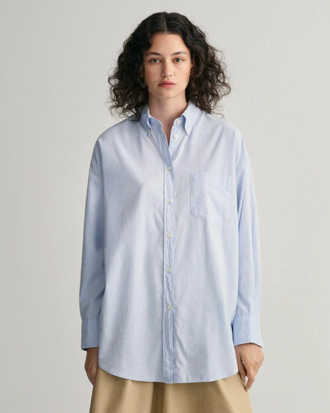 Shirts And Blouses | Womens GANT Oversized Fit Luxury Oxford Shirt Muted Blue