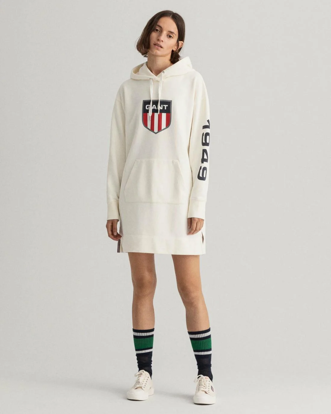 Dresses | Womens GANT Retro Shield Hoodie Dress Eggshell