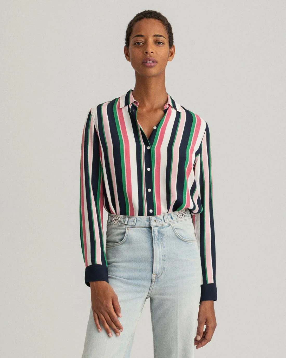 Shirts And Blouses | Womens GANT Multi Stripe Shirt Lavish Green