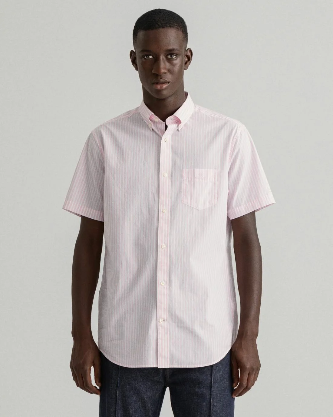 Shirts | Mens GANT Regular Fit Stripe Short Sleeve Broadcloth Shirt California Pink