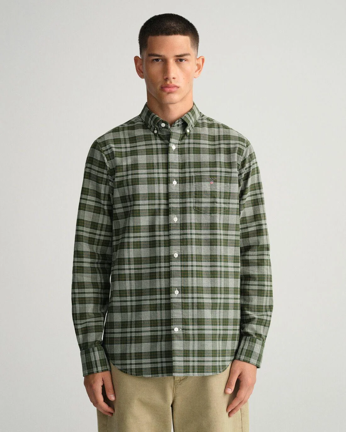 Shirts | Mens GANT Regular Fit Oxford Check Shirt Storm Green