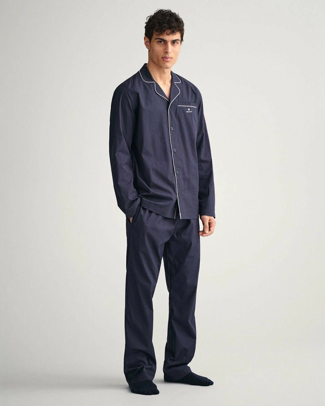 Underwear | Mens GANT Pajama Set With Shirt Gift Box Evening Blue