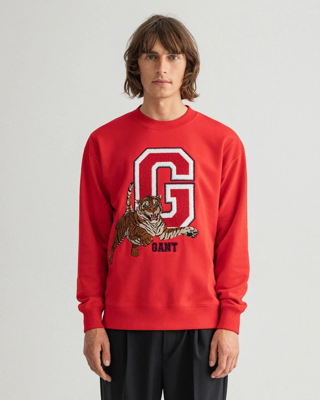 Hoodies And Sweats | Mens GANT Tiger Crew Neck Sweatshirt Bright Red