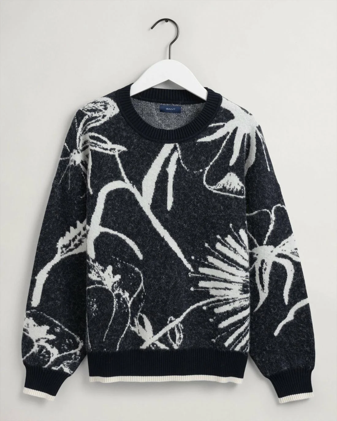 Knitwear | Womens GANT Flower Intarsia Crew Neck Sweater Evening Blue