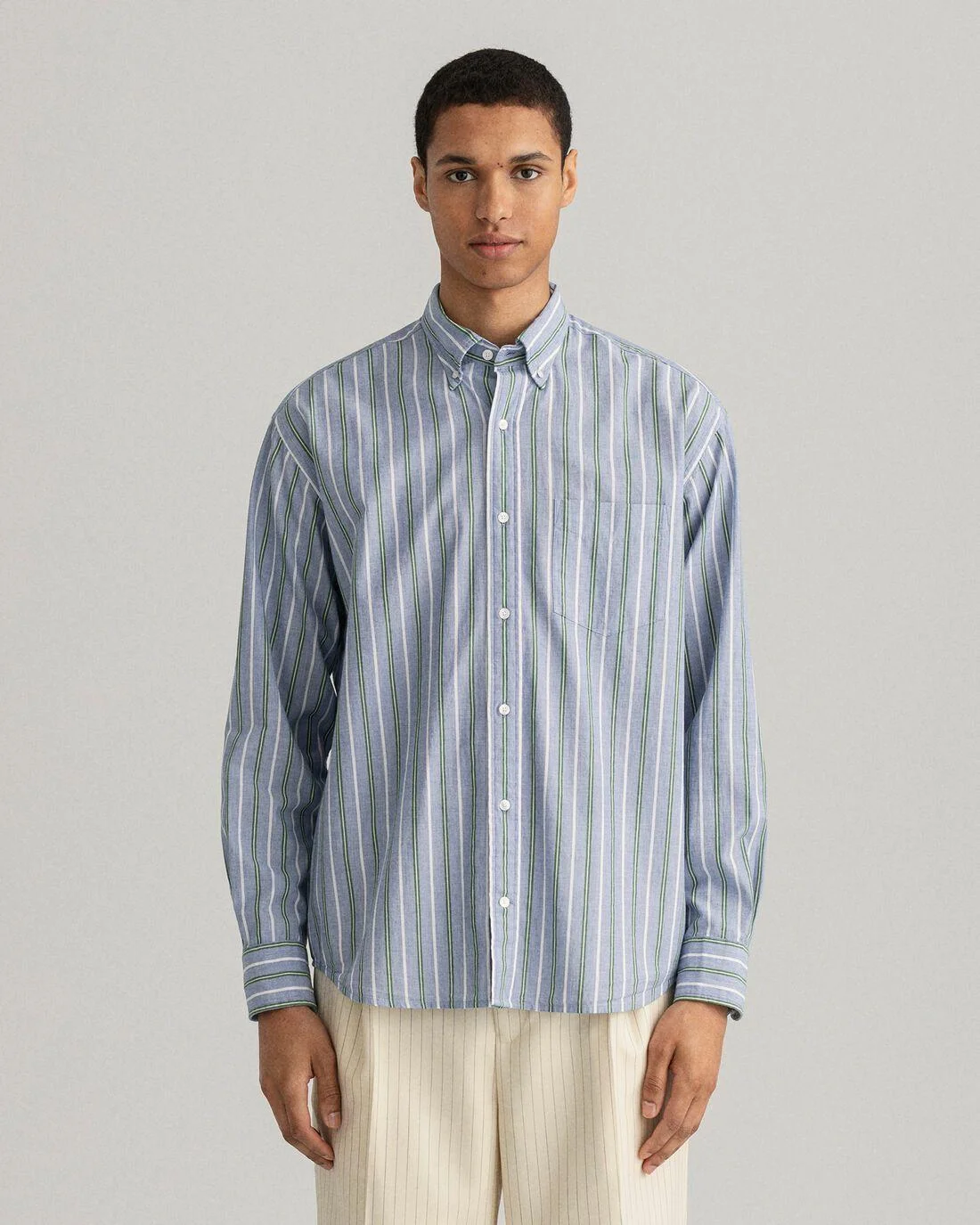 Shirts | Mens GANT Relaxed Fit Fil-À-Fil Shirt College Blue