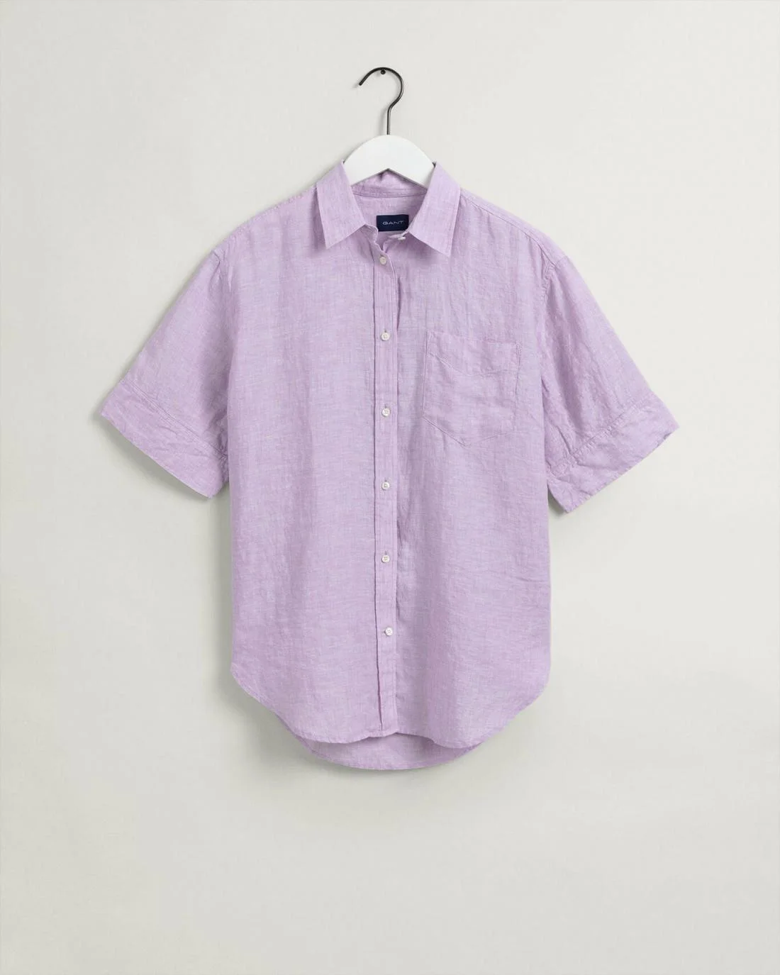 Shirts And Blouses | Womens GANT Relaxed Fit Linen Chambray Short Sleeve Shirt Crocus Purple