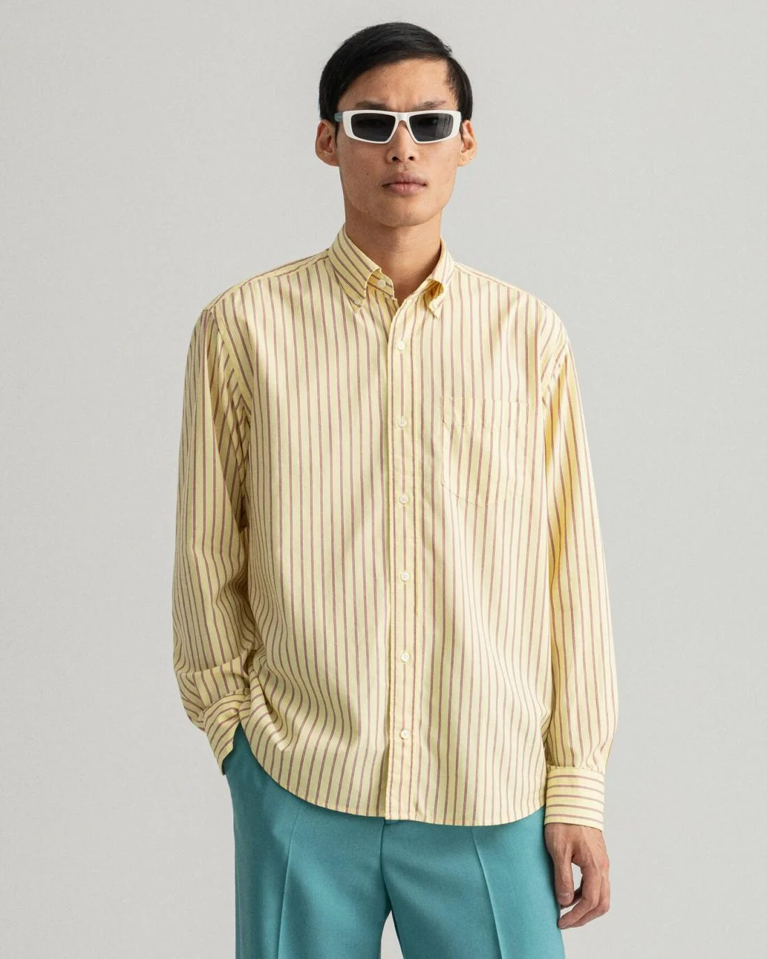 Shirts | Mens GANT Relaxed Fit Stripe Oxford Shirt Lemon