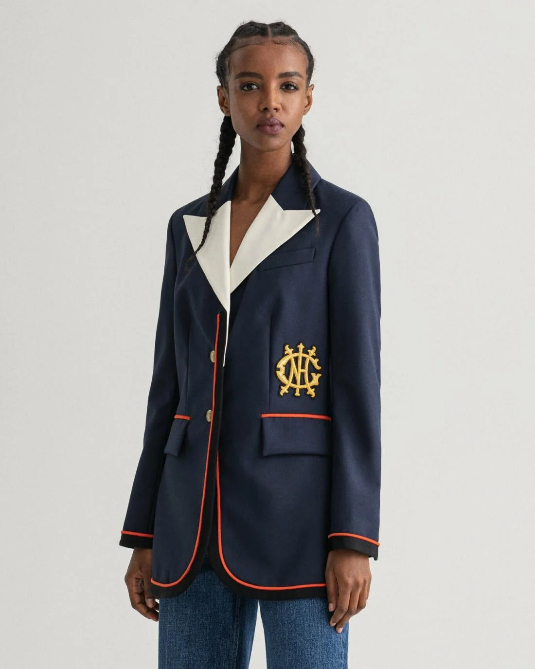 Blazers | Womens GANT Monogram Shaped Club Blazer Evening Blue