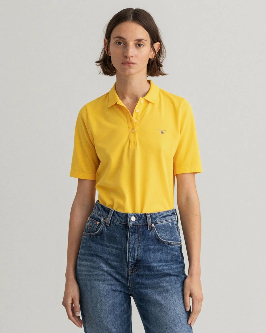 Polos And T-Shirts | Womens GANT Original Long-Short Sleeve Piqué Polo Shirt Solar Power