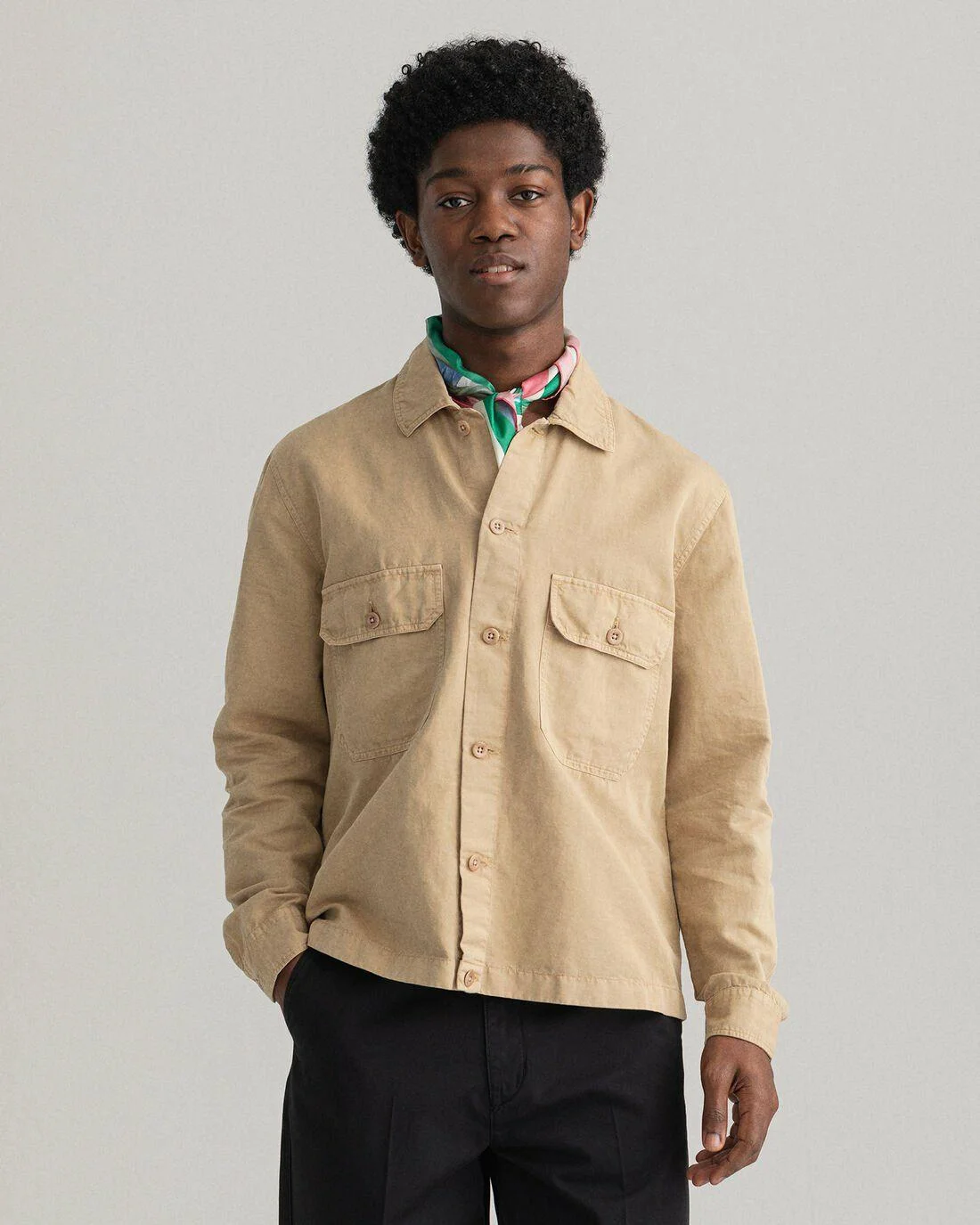 Shirts | Mens GANT Garment-Dyed Overshirt Hazelwood Beige