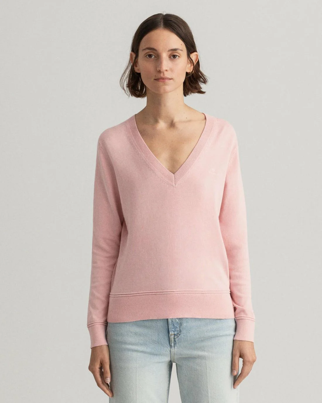 Knitwear | Womens GANT Light Cotton V-Neck Sweater Preppy Pink