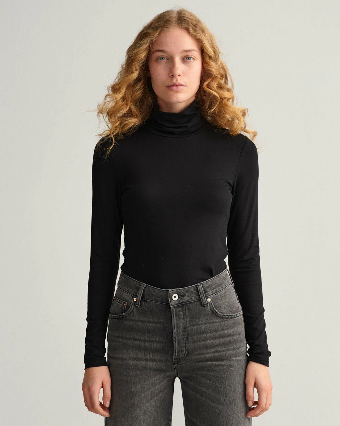 Hoodies And Sweats | Womens GANT Jersey Long Sleeve Turtleneck Sweater Black