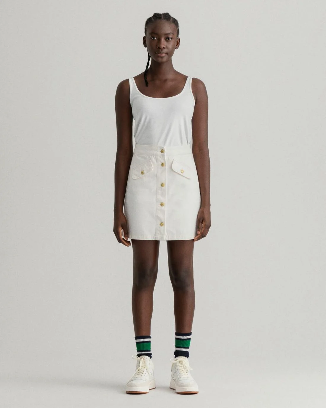 Shorts And Skirts | Womens GANT Button Front Ecru Mini Skirt Eggshell