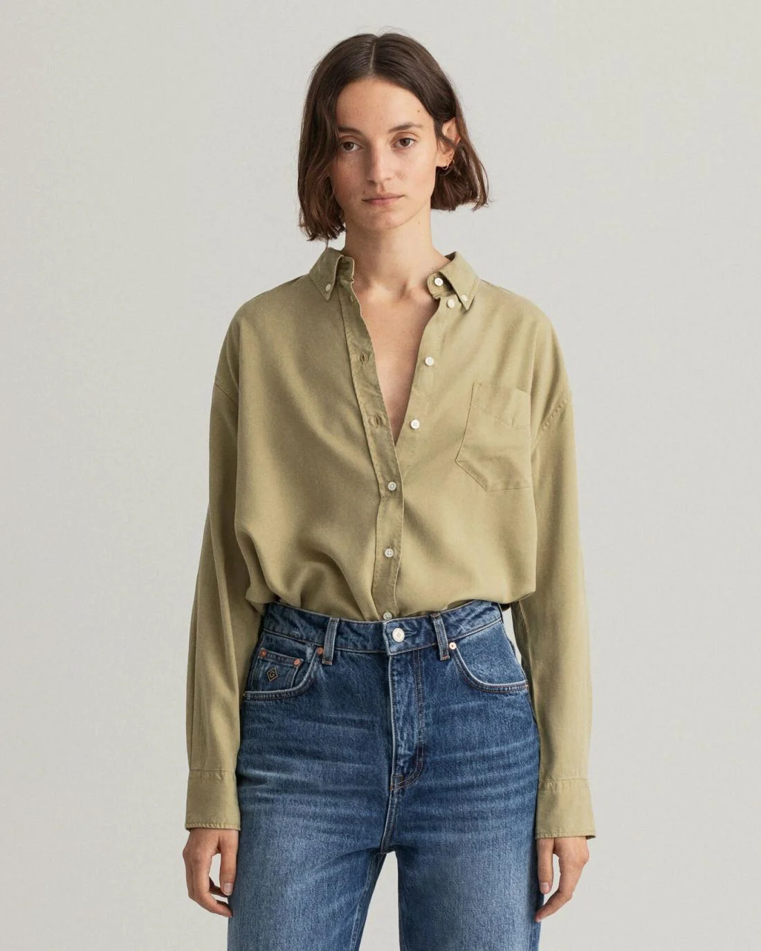 Shirts And Blouses | Womens GANT Relaxed Fit Pure Prep Lyocell Shirt Faded Utility