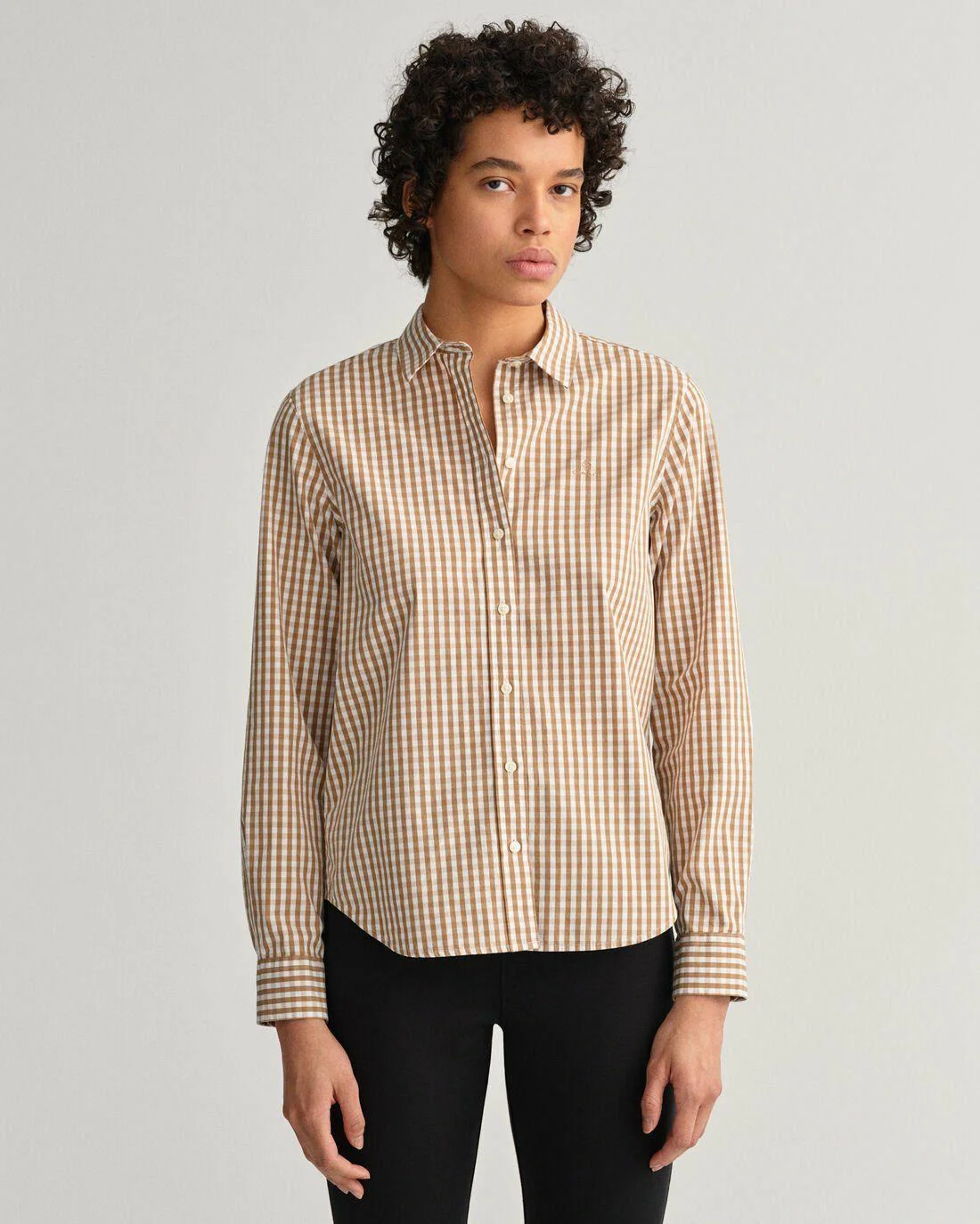 Shirts And Blouses | Womens GANT Regular Fit Gingham Broadcloth Shirt Warm Khaki