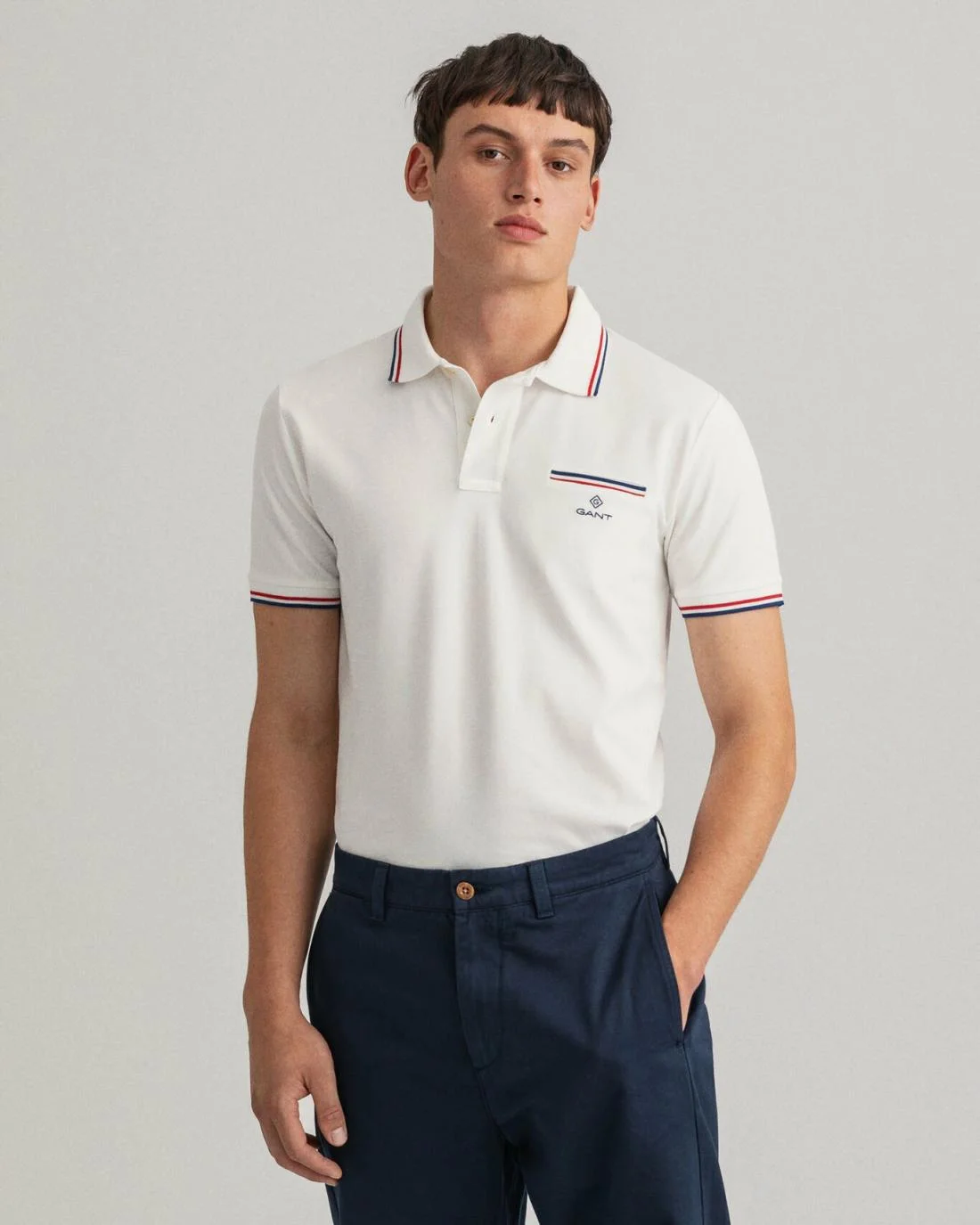 Polo Shirts | Mens GANT 3-Color Tipping Piqué Polo Shirt Eggshell