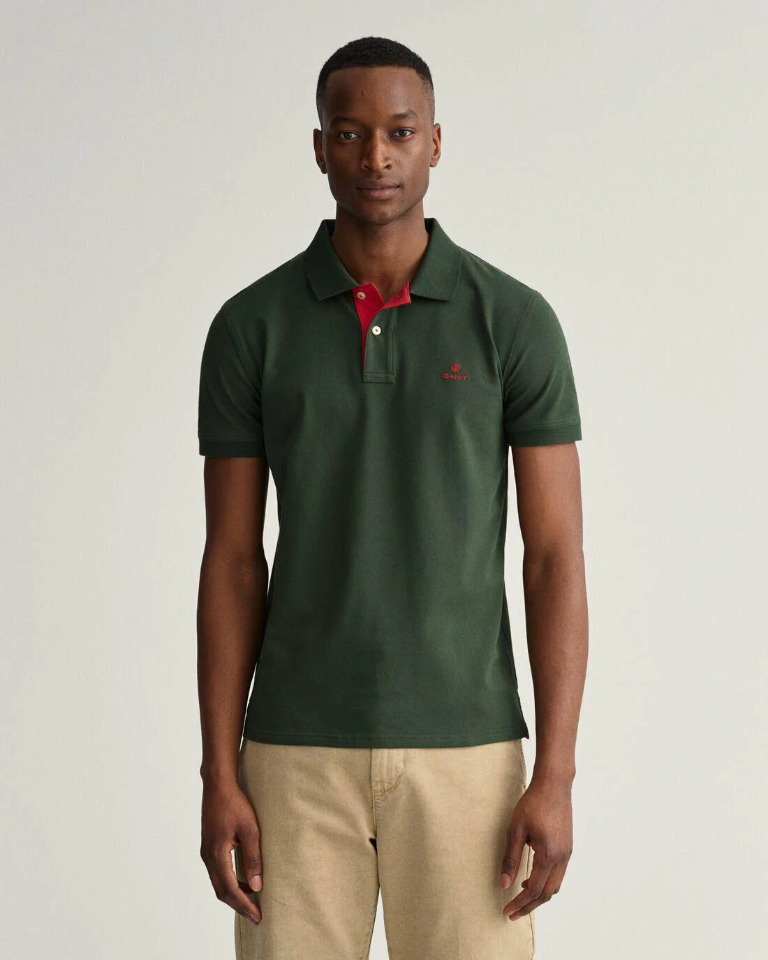 Polo Shirts | Mens GANT Contrast Collar Piqué Rugger Storm Green