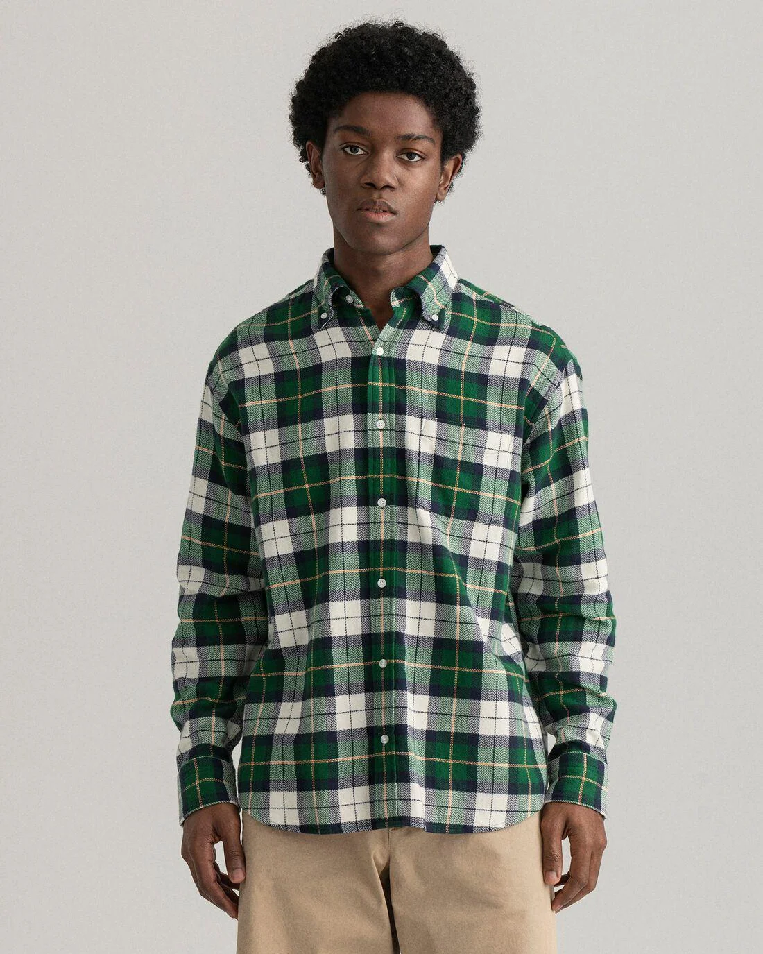 Shirts | Mens GANT Relaxed Fit Texture Check Shirt Eden Green