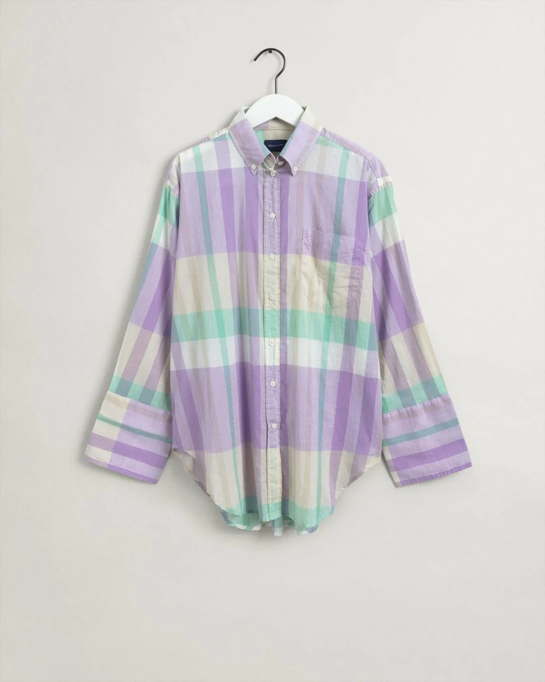 Shirts And Blouses | Womens GANT Relaxed Fit Wide Cuff Madras Shirt Crocus Purple