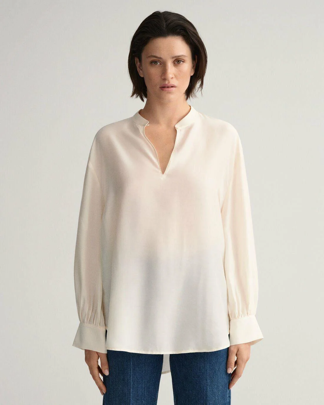 Shirts And Blouses | Womens GANT Lyocell Silk Popover Blouse Linen