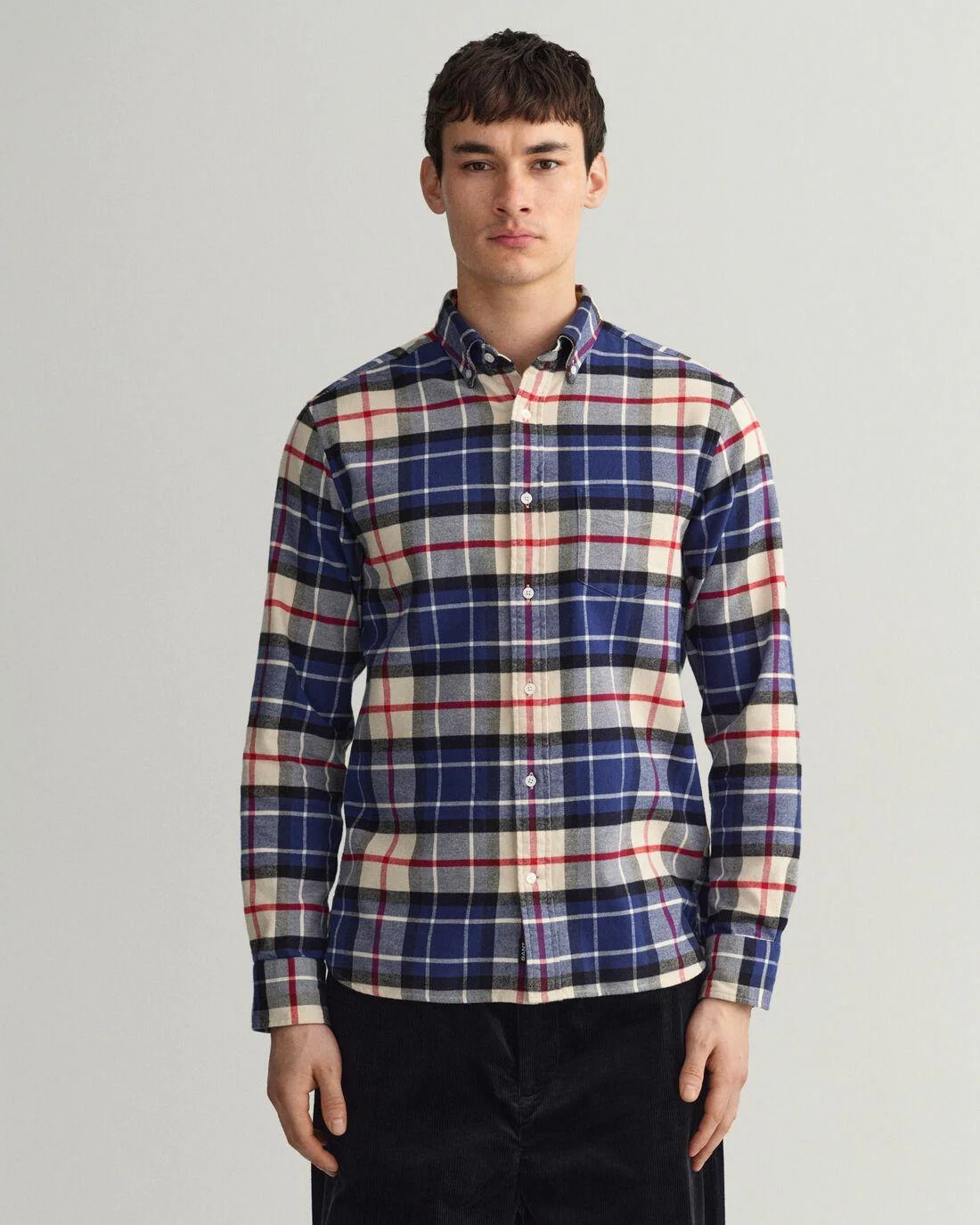 Shirts | Mens GANT Regular Fit Flannel Tartan Shirt Deep Blue