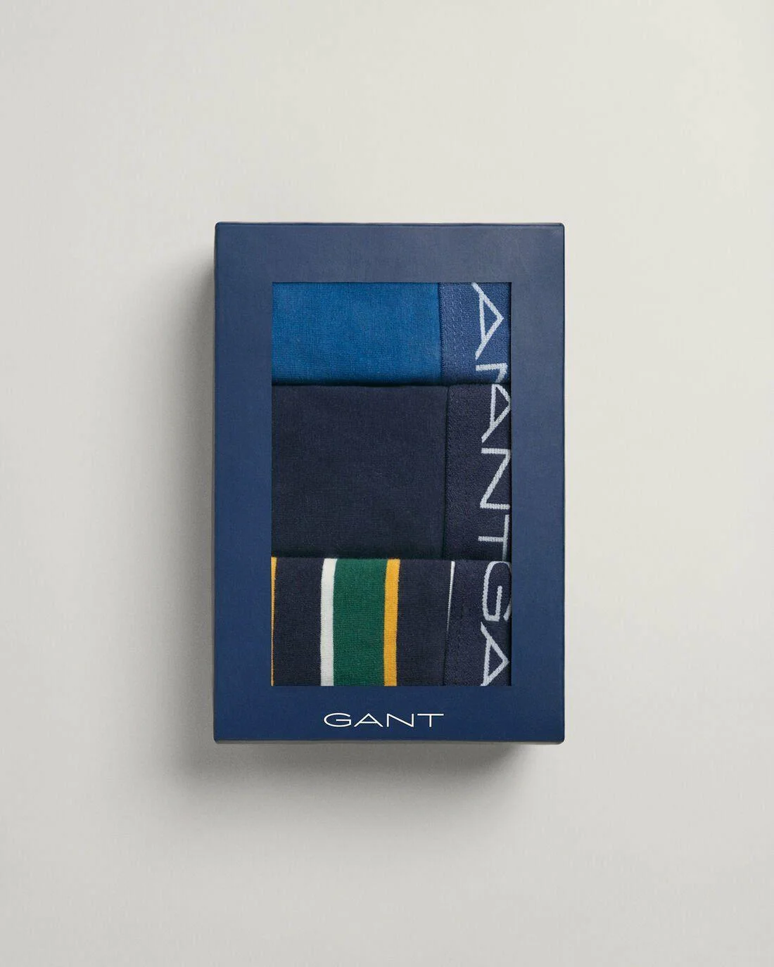 Underwear | Mens GANT 3-Pack Stripe Trunks Gift Box Evening Blue