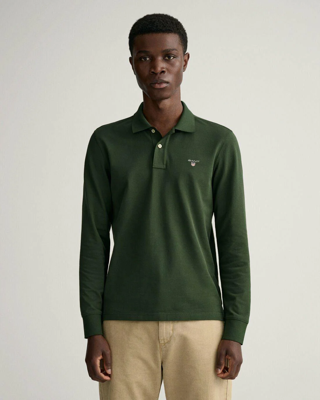 Polo Shirts | Mens GANT Original Long Sleeve Piqué Polo Shirt Storm Green